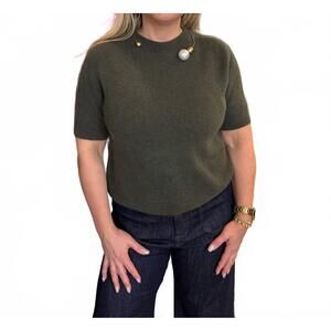 NEW YOLLY felice short sleeve sweater in avocado